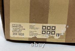 6 NIB Blue & White Bombay Asian Garden Square Dinner Plates Platinum Trim 11