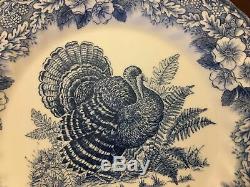 6 Queen's MYOTT Thanksgiving Blue Turkey Dinner Plates England 10 #25