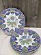 6 RARE Antique Spode NEW STONE Radiating Leaves 3876 Blue Green Gold Plates 9.5