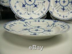 6 ROYAL COPENHAGEN BLUE FLUTED HALF LACE DINNER PLATES #571 1st Quality