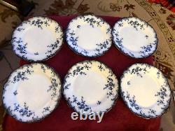 6 Ridgways Chiswick Blue/White-9 1/2 Dinner Plates (1 Crack)