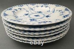 6 Royal Copenhagen Dinner Plates 1084 Blue Fluted Full Lace 1st quality