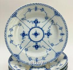 6 Royal Copenhagen Porcelain Dinner Plates Half Lace Border #571