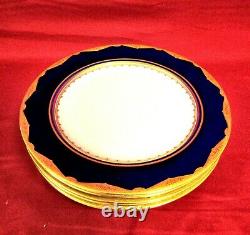(6) Royal Worcester Gold/cobalt Blue Dinner/cabinet Plates. Mint