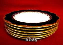 (6) Royal Worcester Gold/cobalt Blue Dinner/cabinet Plates. Mint