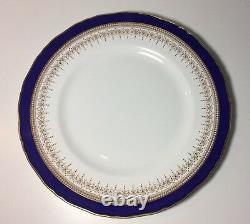 6 Royal Worcester Regency Blue Dinner Plates 10 7/8 Cobalt Blue Gold Rim