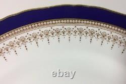 6 Royal Worcester Regency Blue Dinner Plates 10 7/8 Cobalt Blue Gold Rim