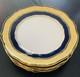 6 Theodore Haviland Limoges Blue Gold Gilt Raised Scallop Dinner Plates Rare