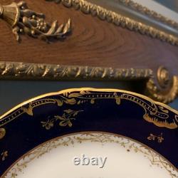 6 Unique Ambrosius Lamm Dresden 7 5/8 Cobalt Blue Courting Scene Plates c. 1900