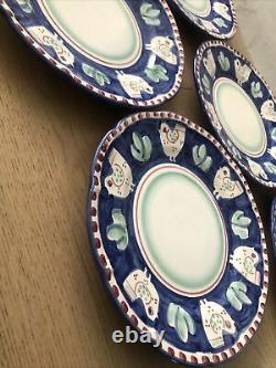 6 Vietri Solimene Sul Mare -Italy Blue Chicken dinner Plates
