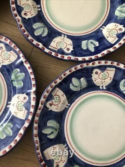 6 Vietri Solimene Sul Mare -Italy Blue Chicken dinner Plates