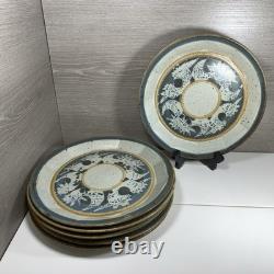 (6) Vintage Chamberlain 10.5 Pottery Stoneware Plates Blue Signed