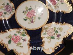 6 Vtg CROWN STAFFORDSHIRE 9 Cobalt Blue Gold Floral DINNER PLATES A7195 c 1900