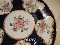 6 Vtg CROWN STAFFORDSHIRE 9 Cobalt Blue Gold Floral DINNER PLATES A7195 c 1900