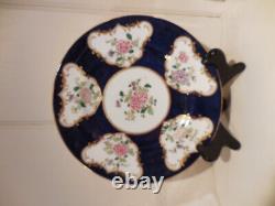 6 Vtg CROWN STAFFORDSHIRE 9 Cobalt Blue Gold Floral DINNER PLATES A7195 c 1900