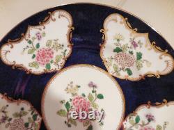 6 Vtg CROWN STAFFORDSHIRE 9 Cobalt Blue Gold Floral DINNER PLATES A7195 c 1900