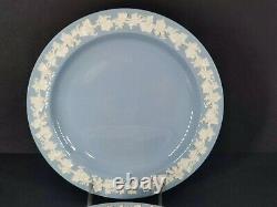 6 Wedgwood Queen's Ware Cream on BLUE Lavender Smooth 10 Dinner Plate (1chips)