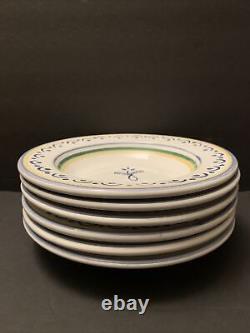 6 Williams Sonoma WSO4 Pasta, Soup Bowls Italy Yellow Blue Green Hand Painted