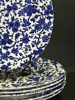 6x Blue And White Burleigh Arden Staffordshire Hawthorn Dinner Plates 10