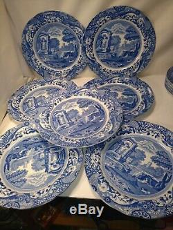 7 Copeland Spode's Italian England Blue White 10.5 dinner plates NICE