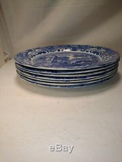 7 Copeland Spode's Italian England Blue White 10.5 dinner plates NICE