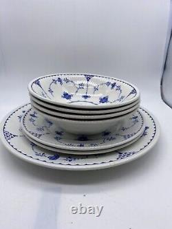 7 Denmark English Ironstone Franciscan England Dinner Plate & Bowl Floral Blue
