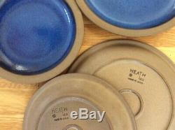 7 Pc Heath Ceramics Moonstone Blue Dinner Salad Dessert Plates Bowl Sausalito CA