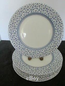 7 Pcs English Ironstone Blue Chintz Floral Provence 9 1/2 Dinner Plates