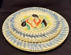 7 TULIP IN POMPADOUR susie cooper vtg dinner plate blu english crown pottery art