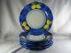 7 Vietri Lemon Dinner Plates, 10-1/8, Ceramica Nando, Amalfi Coast, blue yellow