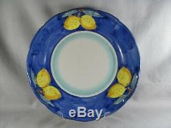 7 Vietri Lemon Dinner Plates, 10-1/8, Ceramica Nando, Amalfi Coast, blue yellow