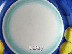 7 Vietri Lemon Dinner Plates, 10-1/8, Ceramica Nando, Amalfi Coast, blue yellow