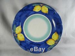 7 Vietri Lemon Dinner Plates, 10-1/8, Ceramica Nando, Amalfi Coast, blue yellow