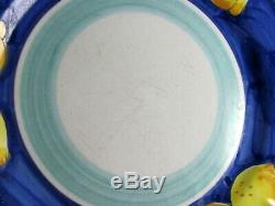 7 Vietri Lemon Dinner Plates, 10-1/8, Ceramica Nando, Amalfi Coast, blue yellow