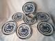 (7) Vtg Canton Rim Blue & White Dinner Plates 9 1/8, 4 Bowls 4.5 & (1) Spoon