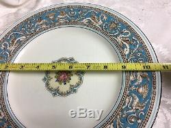 7 Wedgwood Florentine Turquoise Dinner Plate 10.75 Fruit Center W2714 Excellent