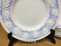 7 Wedgwood Patrician Kingston Blue 10 1/2 Dinner Plates Circa 1946