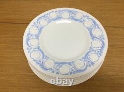 7 Wedgwood Patrician Kingston Blue 10 1/2 Dinner Plates Circa 1946