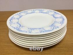 7 Wedgwood Patrician Kingston Blue 10 1/2 Dinner Plates Circa 1946