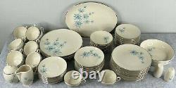 89 piece Dinnerware Set Triomphe Blue Lark Mid Century Retro Plates Bowls Cups