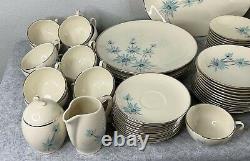 89 piece Dinnerware Set Triomphe Blue Lark Mid Century Retro Plates Bowls Cups