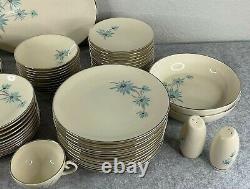 89 piece Dinnerware Set Triomphe Blue Lark Mid Century Retro Plates Bowls Cups