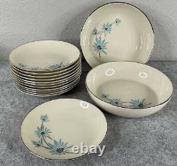 89 piece Dinnerware Set Triomphe Blue Lark Mid Century Retro Plates Bowls Cups