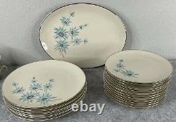 89 piece Dinnerware Set Triomphe Blue Lark Mid Century Retro Plates Bowls Cups