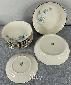 89 piece Dinnerware Set Triomphe Blue Lark Mid Century Retro Plates Bowls Cups