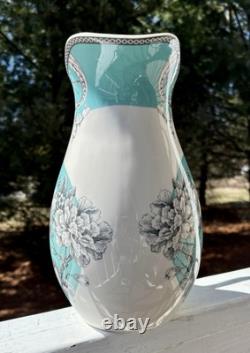 8-222 Fifth Adelaide Turquoise & White Floral Birds 96 oz Pitcher Excellent