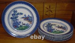 8 Booths Silicon China Blue Transfer Dinner Plates Lowestoft Deer 9 7/8