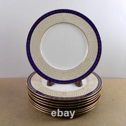 8 Cauldon China Dinner Plates 4732 Cowell & Hubbard Blue & Gold England