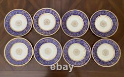 8 Chateau Czechoslovakia Cobalt Blue/Gold Scrolls Dinner Plates Excellent