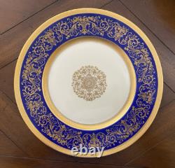 8 Chateau Czechoslovakia Cobalt Blue/Gold Scrolls Dinner Plates Excellent